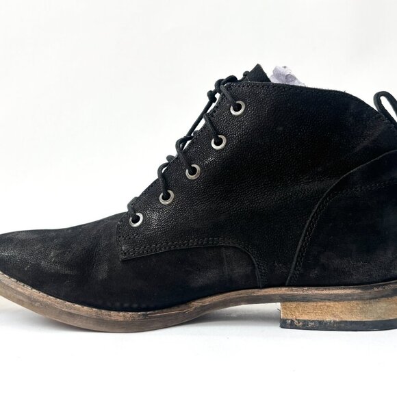 Diba Eli Genuine Black Suede Leather Combat Ankle Booties - sz 8 - Picture 7 of 12
